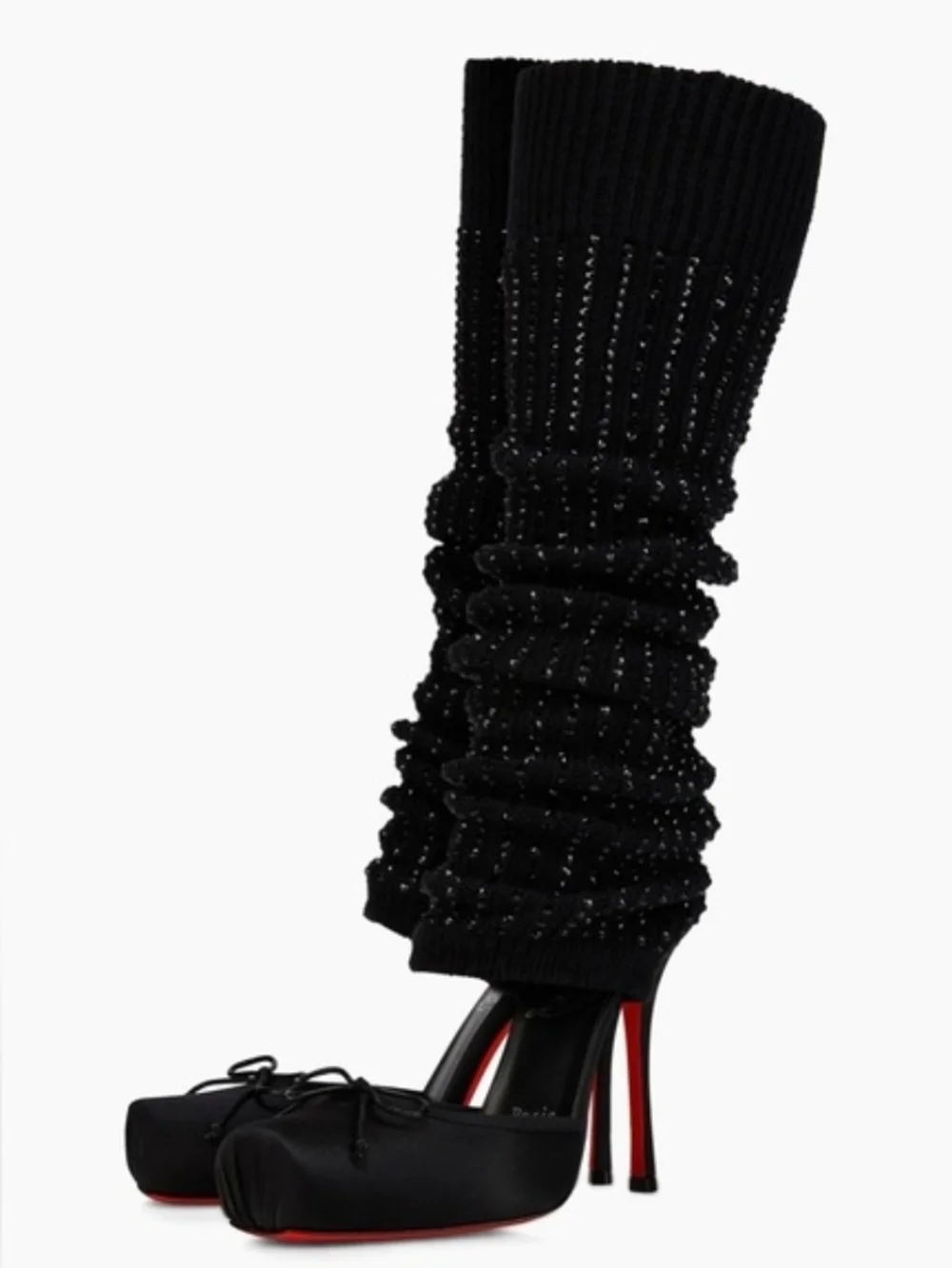ISO! Christian Louboutin Black Studded Knit Leg Warmers Cassia